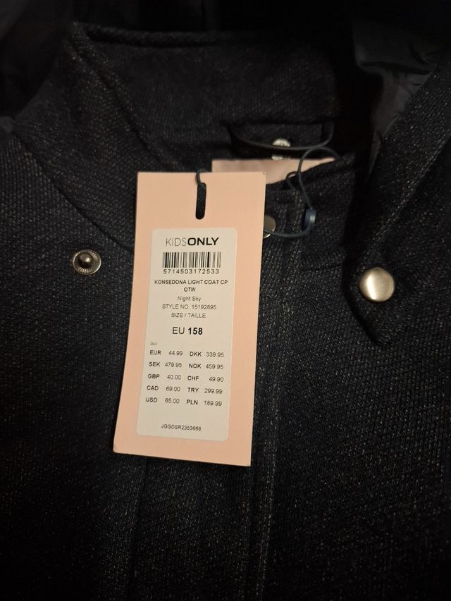 ABRIGA TRENCA de NIÑO de KIDS ONLY/13 años