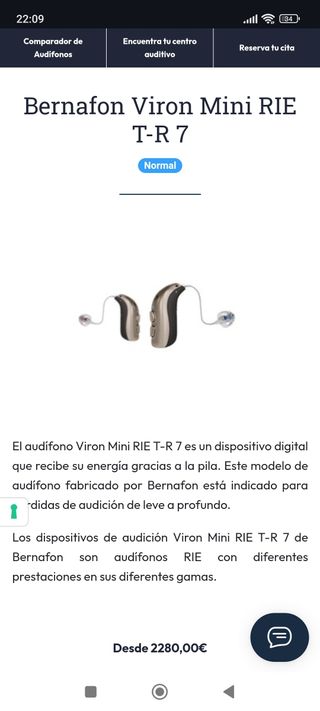 Aparato oído, sordera Bernafon Virón Mini-Rie 7