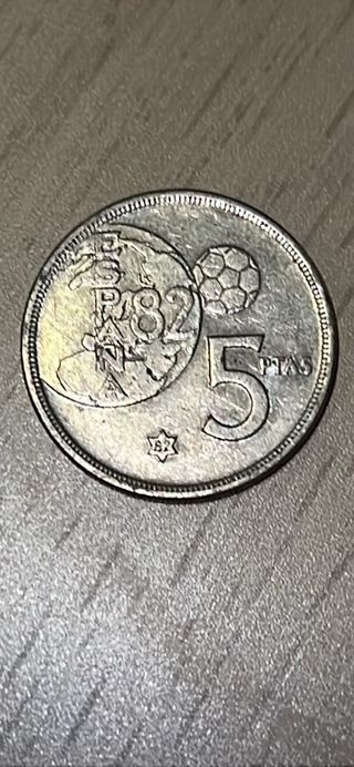 Moneda de 5 pesetas de 1980 del mundial de 1982