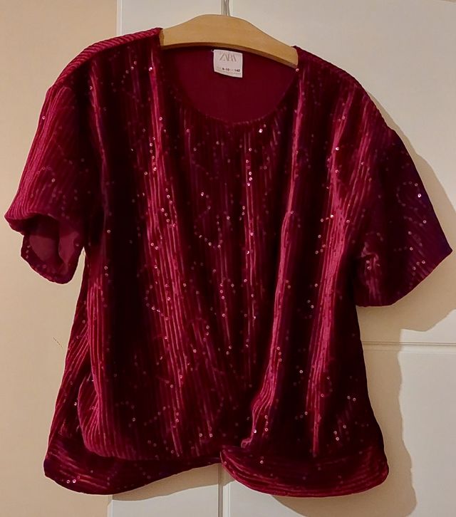 TRAJE FIESTA NIÑA LENTEJUELAS ROJO