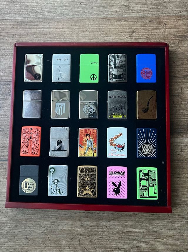 Coleccion 40 zippos con expositor
