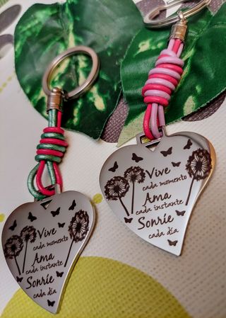 🌺 LLAVEROS 💜 CON FRASE DE ACERO