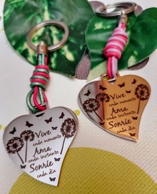 🌺 LLAVEROS 💜 CON FRASE DE ACERO