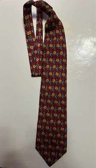 Corbata Granate Con Flores Amarillas