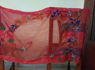 Bufanda grande/chal lana de cachemira bordado