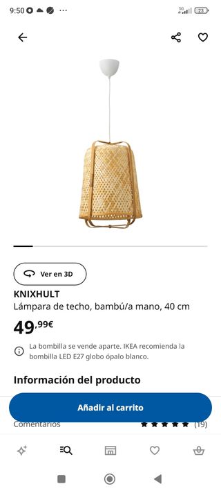 Lámpara techo Ikea