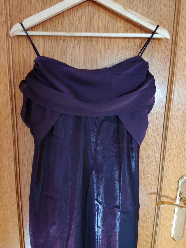 Vestido largo fiesta color berenjena