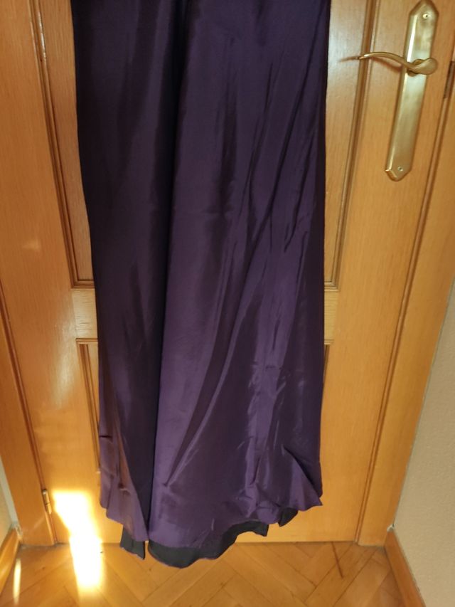 Vestido largo fiesta color berenjena