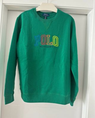 Polo ralph lauren sudadera verde.talla Xl niño