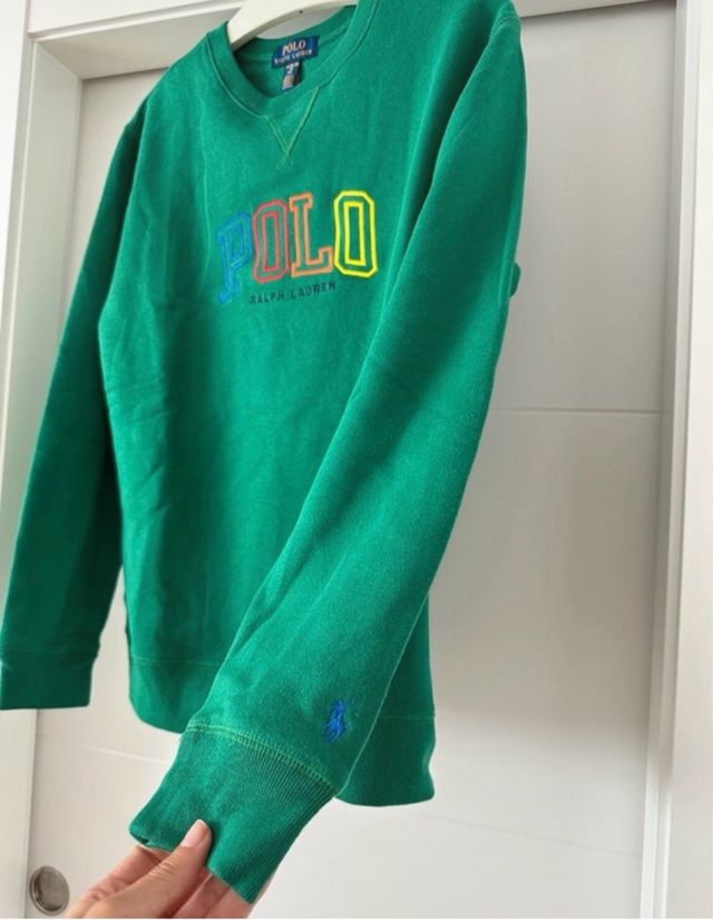 Polo ralph lauren sudadera verde.talla Xl niño