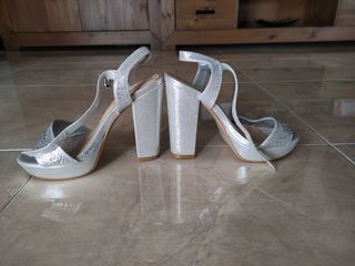 Sandalias de tacón plata
