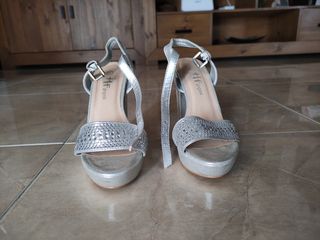 Sandalias de tacón plata