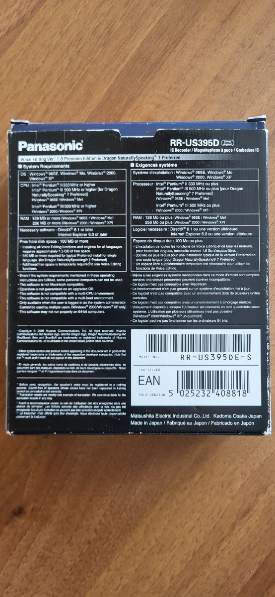 Mini registratore digitale Panasonic