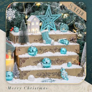 SOLEDI Juego de 128 bolas navideñas de plástico pr