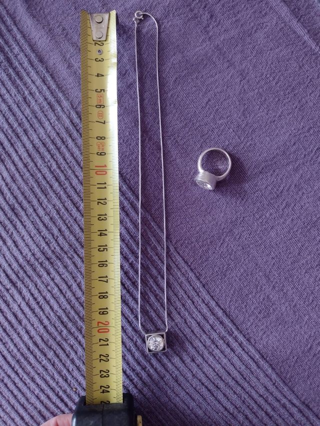 Conjunto plata anillo + collar