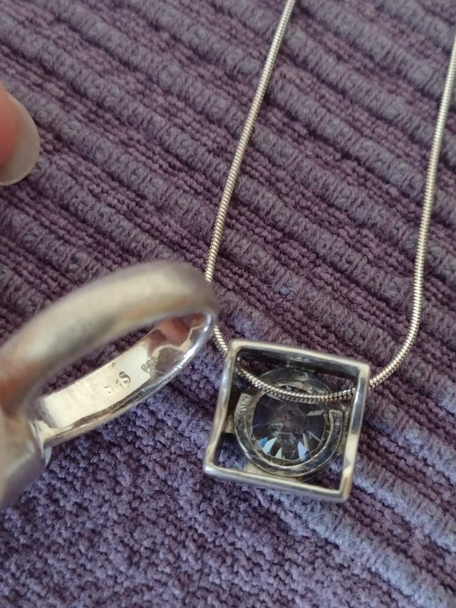 Conjunto plata anillo + collar