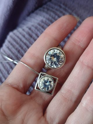 Conjunto plata anillo + collar