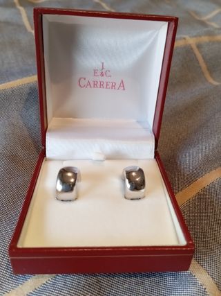 Pendientes de oro blanco cierre Omega 