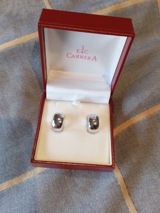 Pendientes de oro blanco cierre Omega 