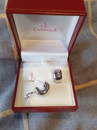 Pendientes de oro blanco cierre Omega 