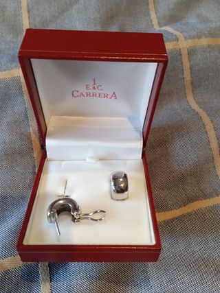 Pendientes de oro blanco cierre Omega 
