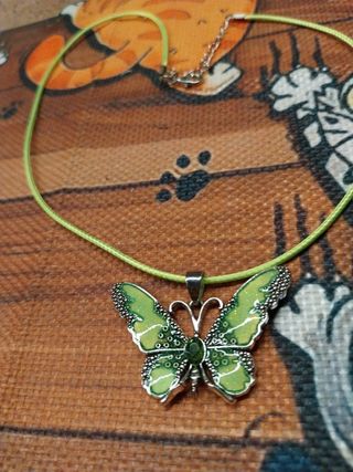 Collana farfalla acquamarina cristalli red green