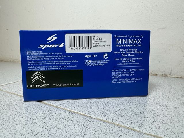 1:43 Spark Citroen BX Supertourisme Francia 1989