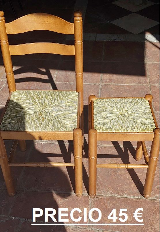SILLA Y TABURETE A JUEGO.