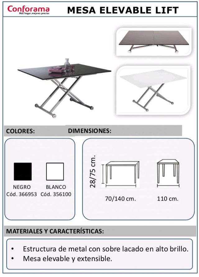 Mesa extensible Conforama