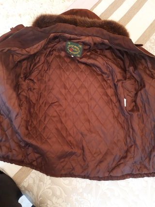 Abrigo Piel De Ante talla 42 con gorro 3/4