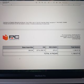 Ordenador sobremesa Coste Inicial 1156,57 Euro..