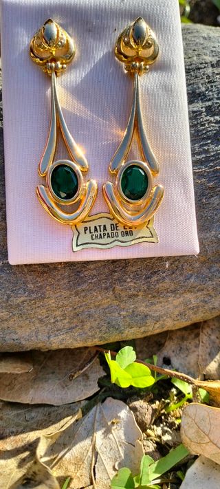 Pendientes vintage, green esmerald.