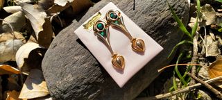 Pendientes vintage, green esmerald.