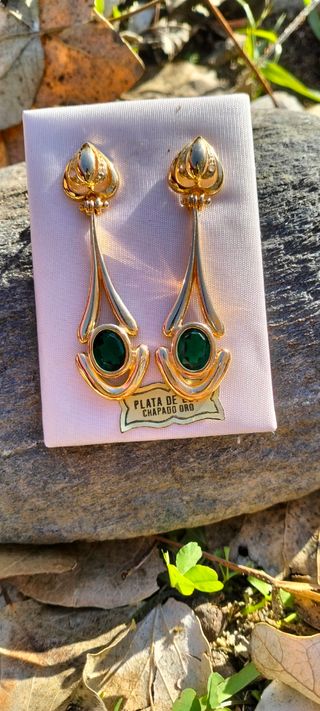 Pendientes vintage, green esmerald.