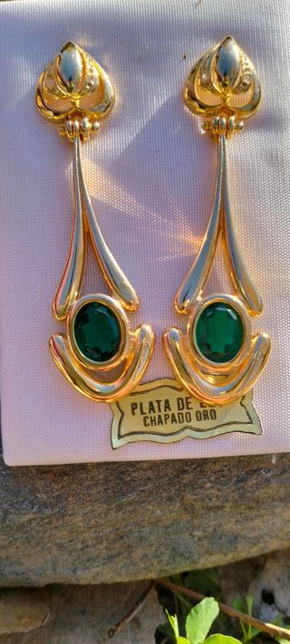 Pendientes vintage, green esmerald.