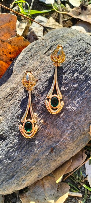Pendientes vintage, green esmerald.