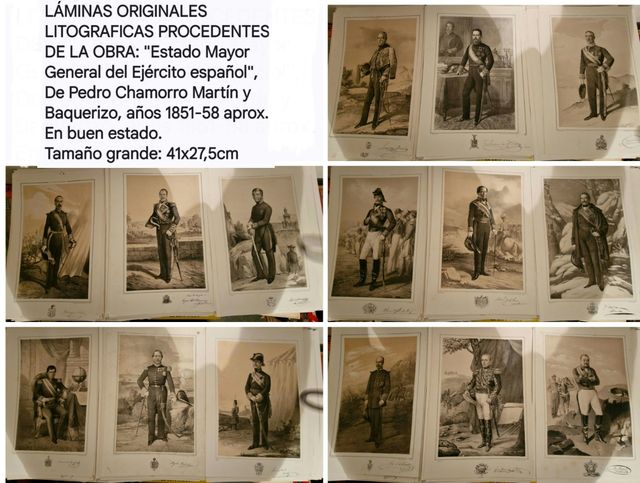 Antiguas Litografías 1851-1858, militares. Lote 2
