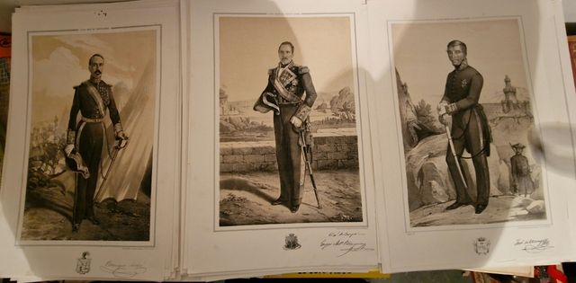 Antiguas Litografías 1851-1858, militares. Lote 2
