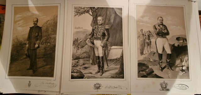 Antiguas Litografías 1851-1858, militares. Lote 2