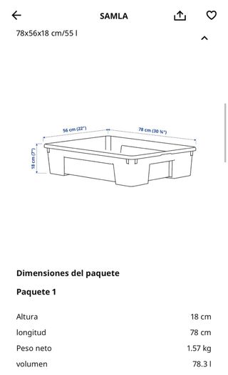Caja SAMLA Ikea 55L