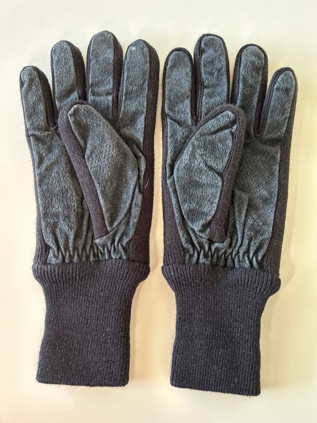 Guantes de piel y lana color azul