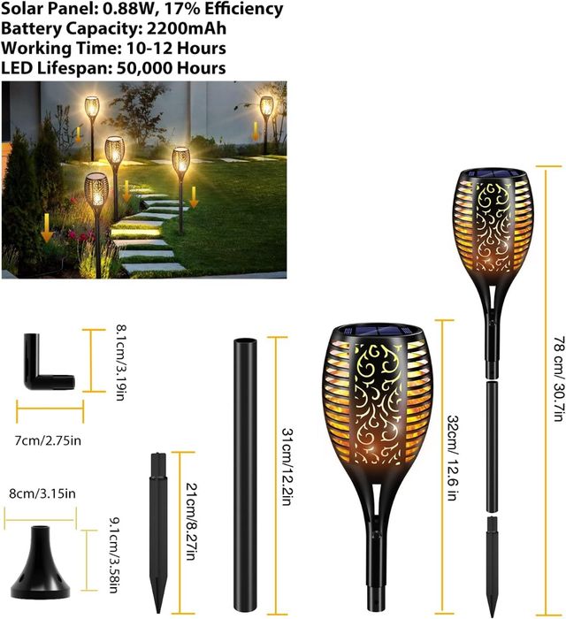 2 Luces Solares de Llama