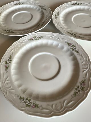 3 Platos Santa Clara porcelana española flores