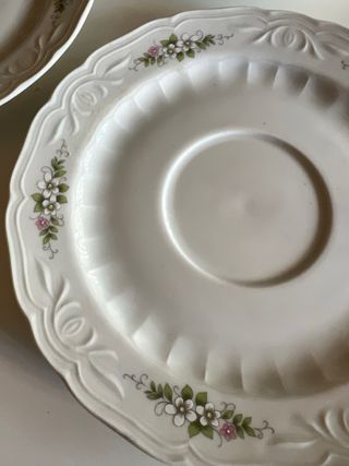 3 Platos Santa Clara porcelana española flores