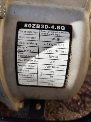 MOTOBOMBA BOMBA AGUA DE GASOLINA 6.5CV