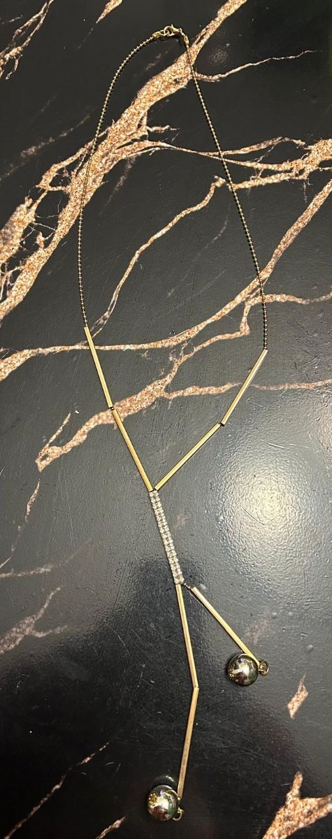 Collana donna color oro e strass 