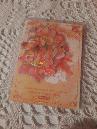Pack 20 stickers flores, reflexos ouro
