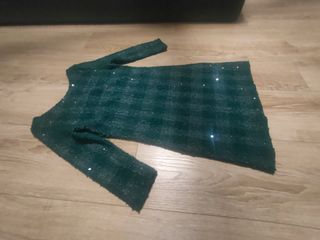 Vestido mini verde lentejuelas S