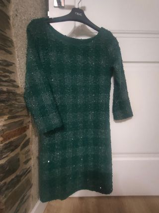 Vestido mini verde lentejuelas S