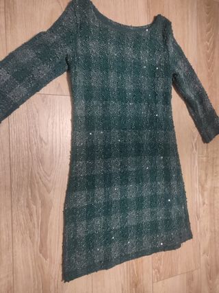 Vestido mini verde lentejuelas S